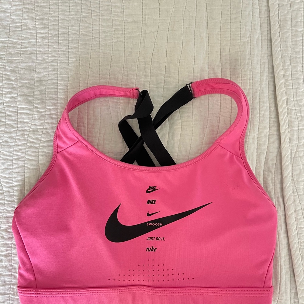 Nike Pink and Black Swim Top with Racerback Design